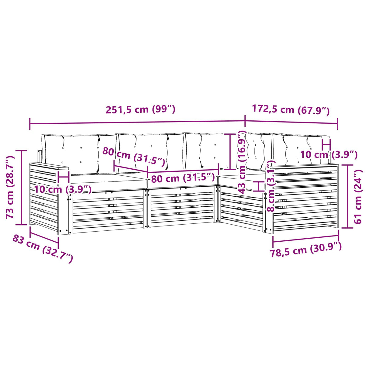 Outdoor Sofa Set with Cushion 4 pcs Natural and Anthracite