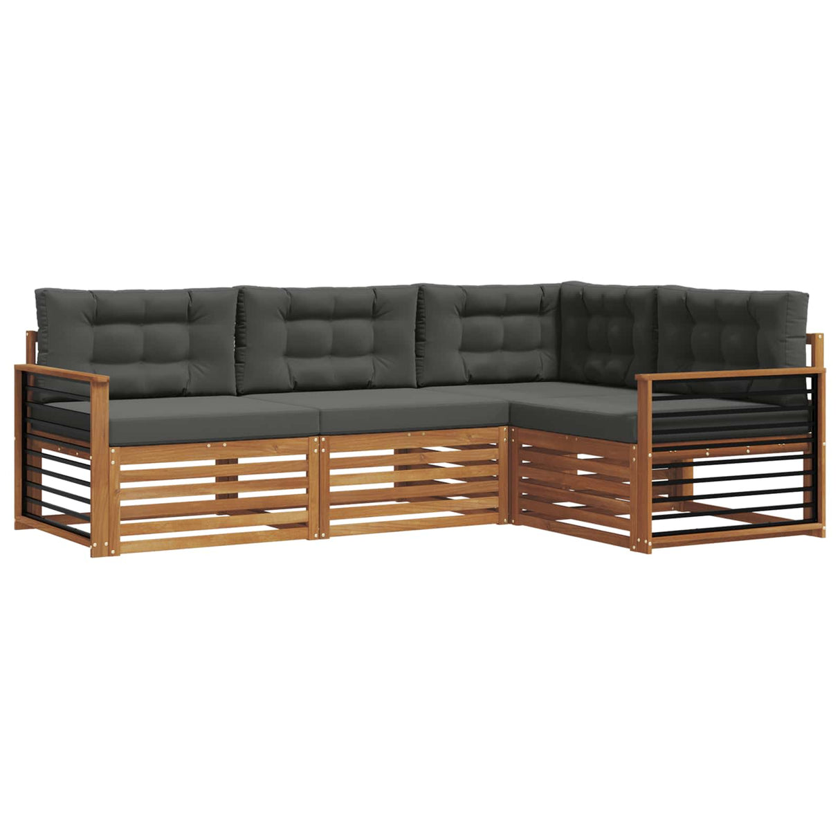 Outdoor Sofa Set with Cushion 4 pcs Natural and Anthracite