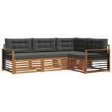 Outdoor Sofa Set with Cushion 4 pcs Natural and Anthracite - Front View