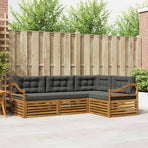 Outdoor Sofa Set 4 pcs 4-Seaters Natural and Anthracite