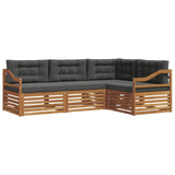 Outdoor Sofa Set with Cushion 4 pcs Natural and Anthracite - Front View