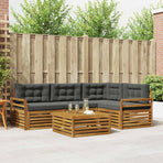 Outdoor Sofa Set 5 pcs 4-Seaters Natural and Anthracite