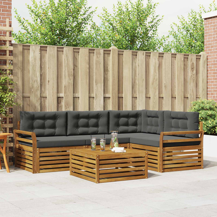 Outdoor Sofa Set 5 pcs 4-Seaters Natural and Anthracite