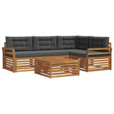 Outdoor Sofa Set with Cushion 5 pcs Natural and Anthracite - Front View