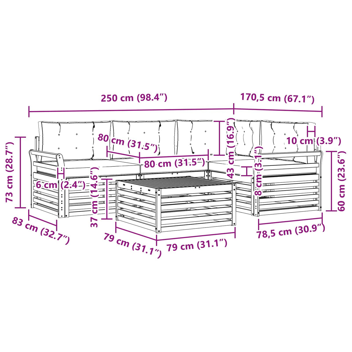 Outdoor Sofa Set with Cushion 5 pcs Natural and Anthracite