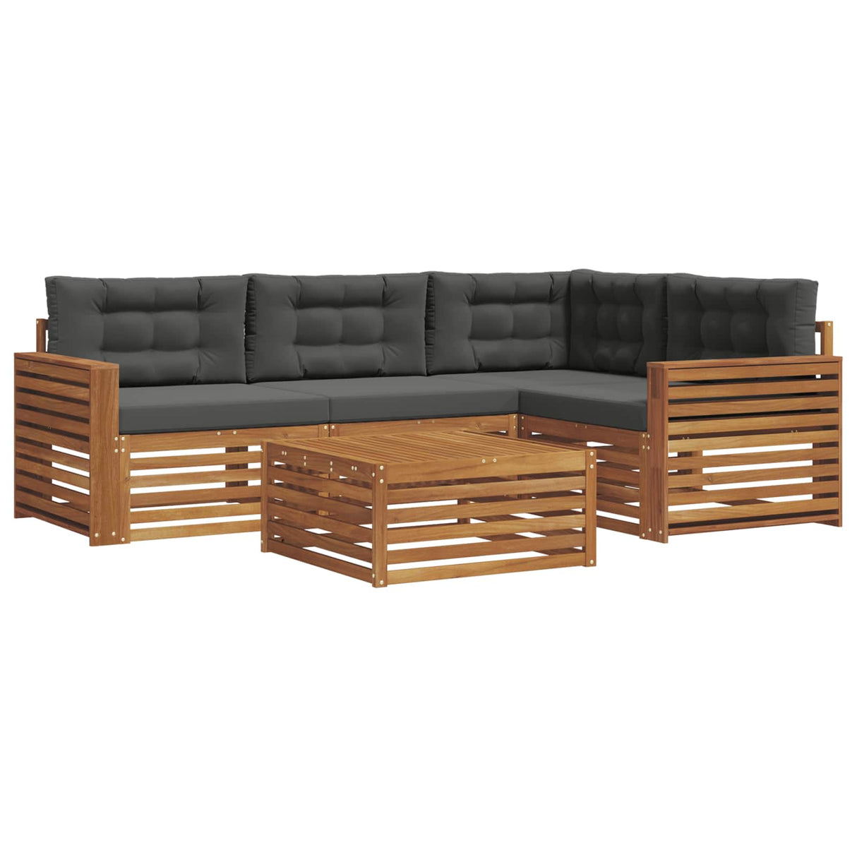 Outdoor Sofa Set with Cushion 5 pcs Natural and Anthracite