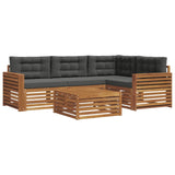 Outdoor Sofa Set with Cushion 5 pcs Natural and Anthracite - Front View