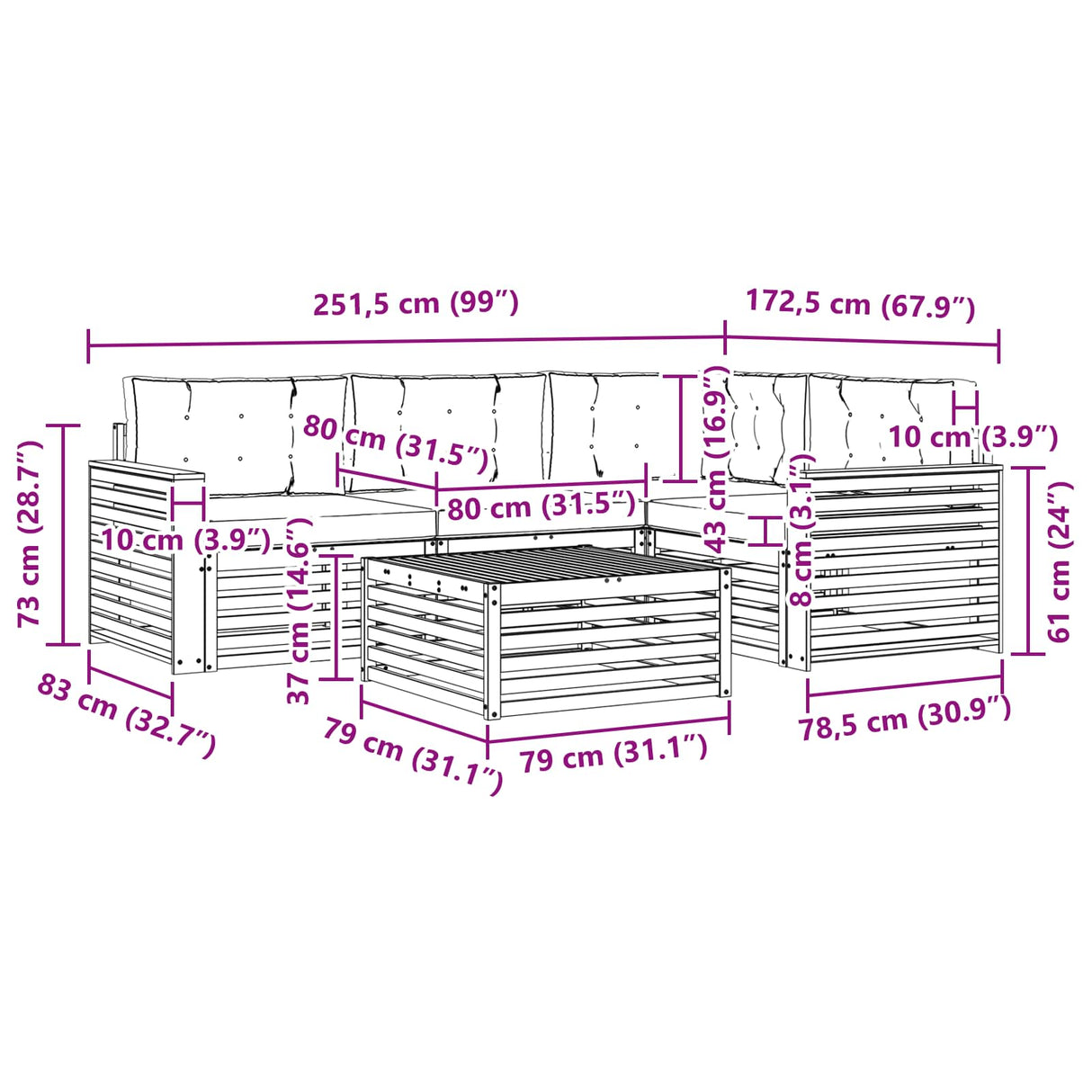 Outdoor Sofa Set with Cushion 5 pcs Natural and Anthracite
