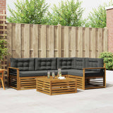 Outdoor Sofa Set with Cushion 5 pcs Natural and Anthracite