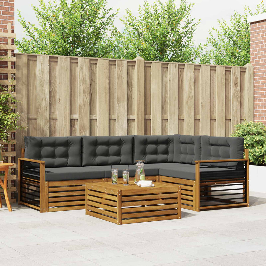 Outdoor Sofa Set 5 pcs 4-Seaters Natural and Anthracite
