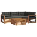 Outdoor Sofa Set with Cushion 5 pcs Natural and Anthracite - Front View