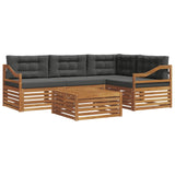 Outdoor Sofa Set with Cushion 5 pcs Natural and Anthracite