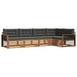 Outdoor Sofa Set with Cushion 5 pcs Natural and Anthracite - Front View