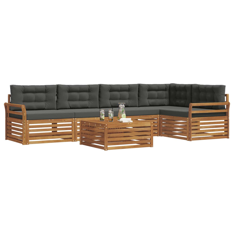 Outdoor Sofa Set 6 pcs 5-Seaters Natural and Anthracite