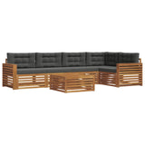 Outdoor Sofa Set with Cushion 6 pcs Natural and Anthracite