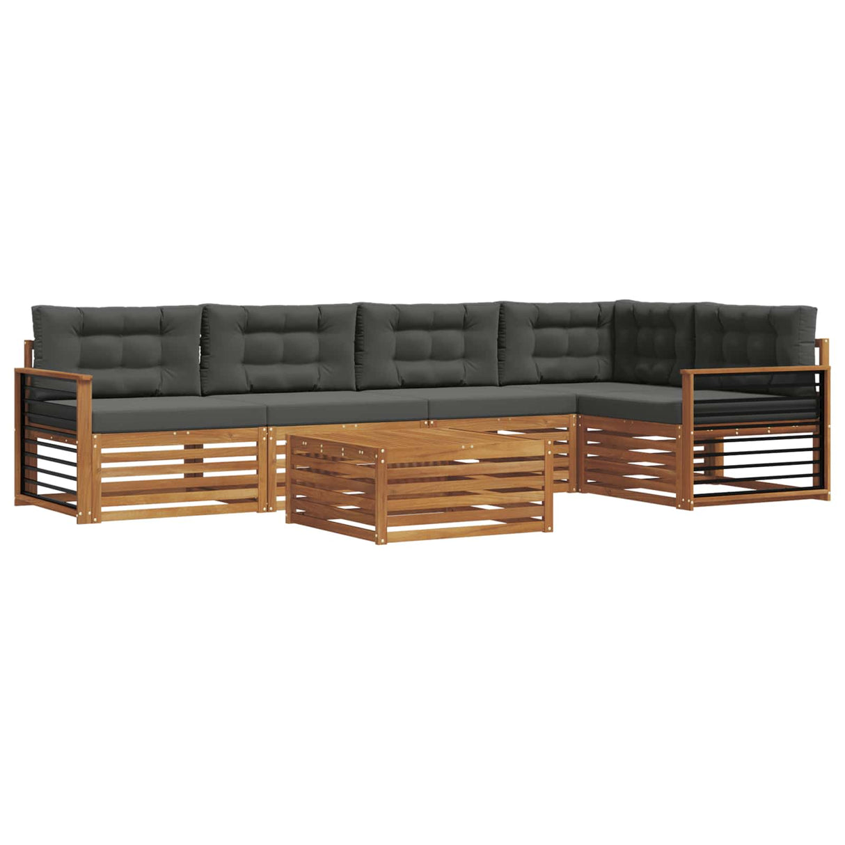 Outdoor Sofa Set with Cushion 6 pcs Natural and Anthracite