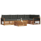 Outdoor Sofa Set with Cushion 6 pcs Natural and Anthracite - Side View