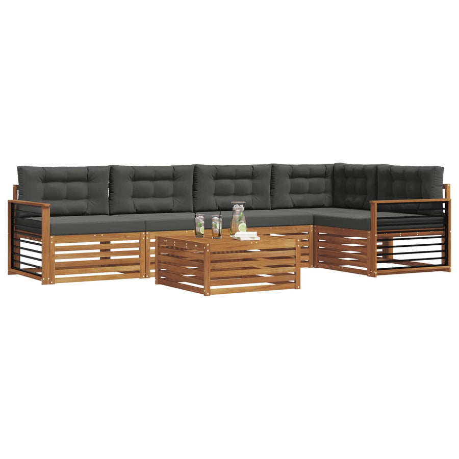 Outdoor Sofa Set 6 pcs 5-Seaters Natural and Anthracite