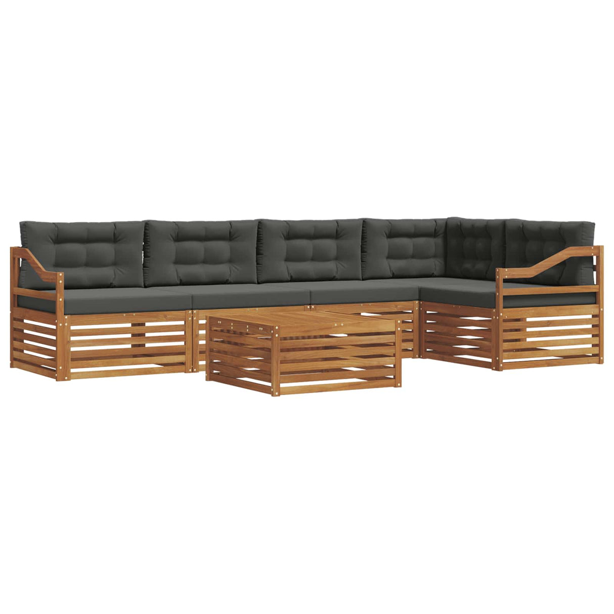 Outdoor Sofa Set with Cushion 6 pcs Natural and Anthracite
