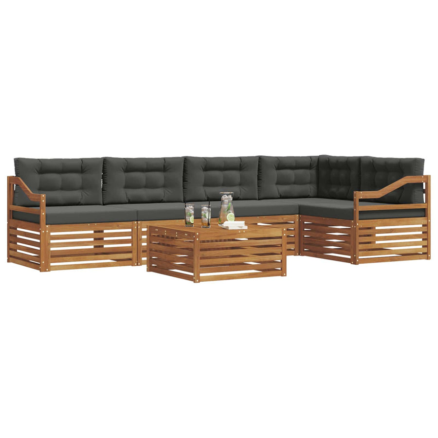 Outdoor Sofa Set 6 pcs 5-Seaters Natural and Anthracite