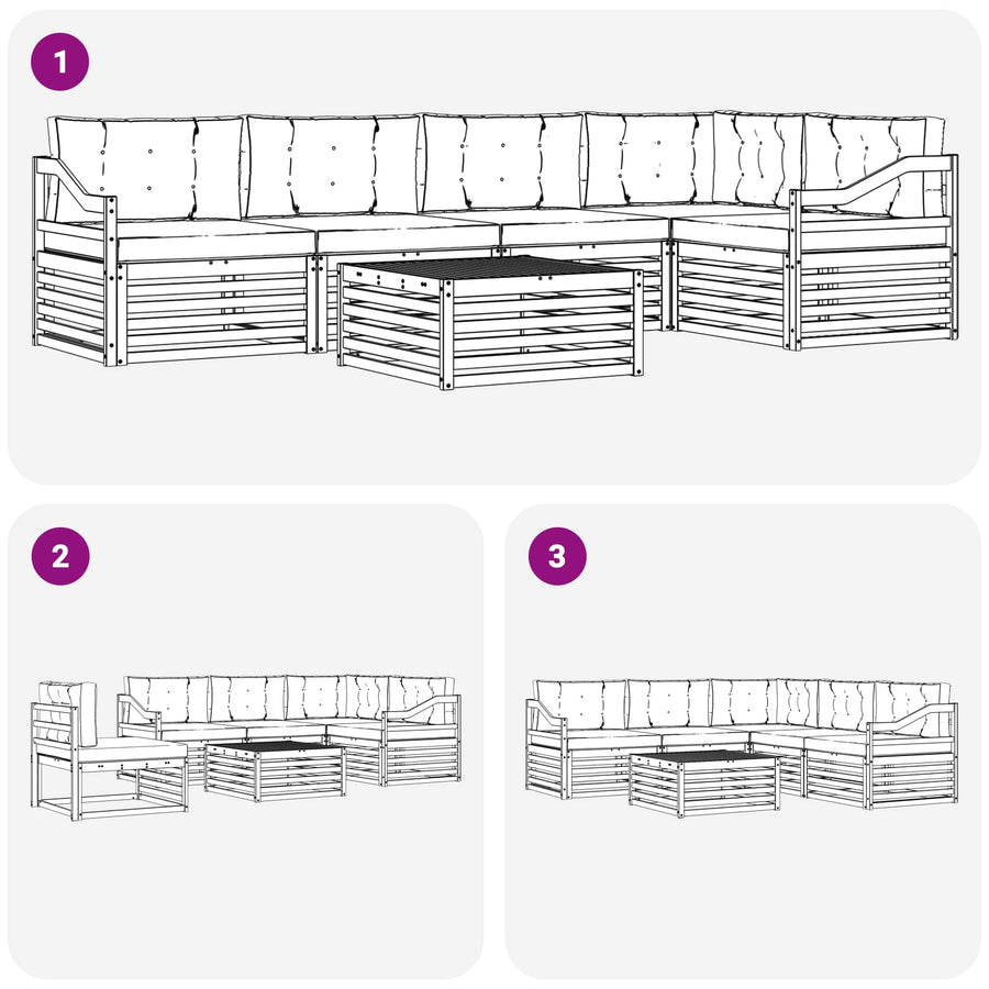 Outdoor Sofa Set 6 pcs 5-Seaters Natural and Anthracite