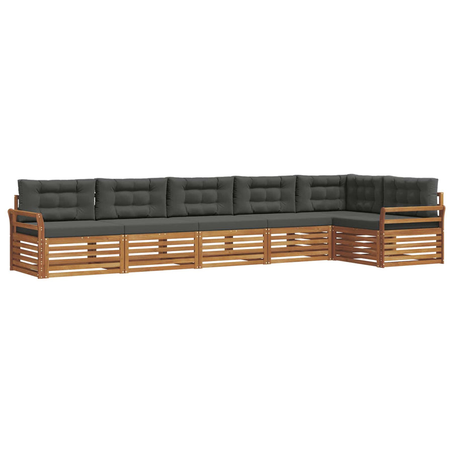 Outdoor Sofa Set 6 pcs 6-Seaters Natural and Anthracite