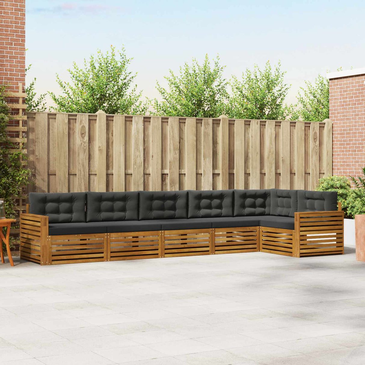 Outdoor Sofa Set with Cushion 6 pcs Natural and Anthracite
