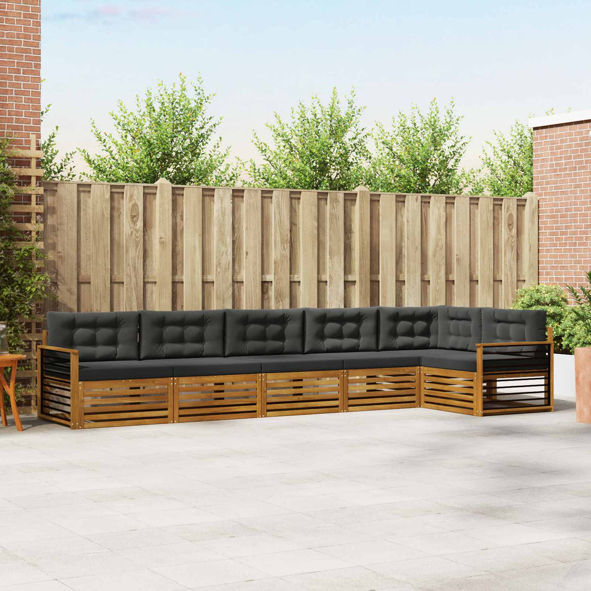 Outdoor Sofa Set with Cushion 6 pcs Natural and Anthracite