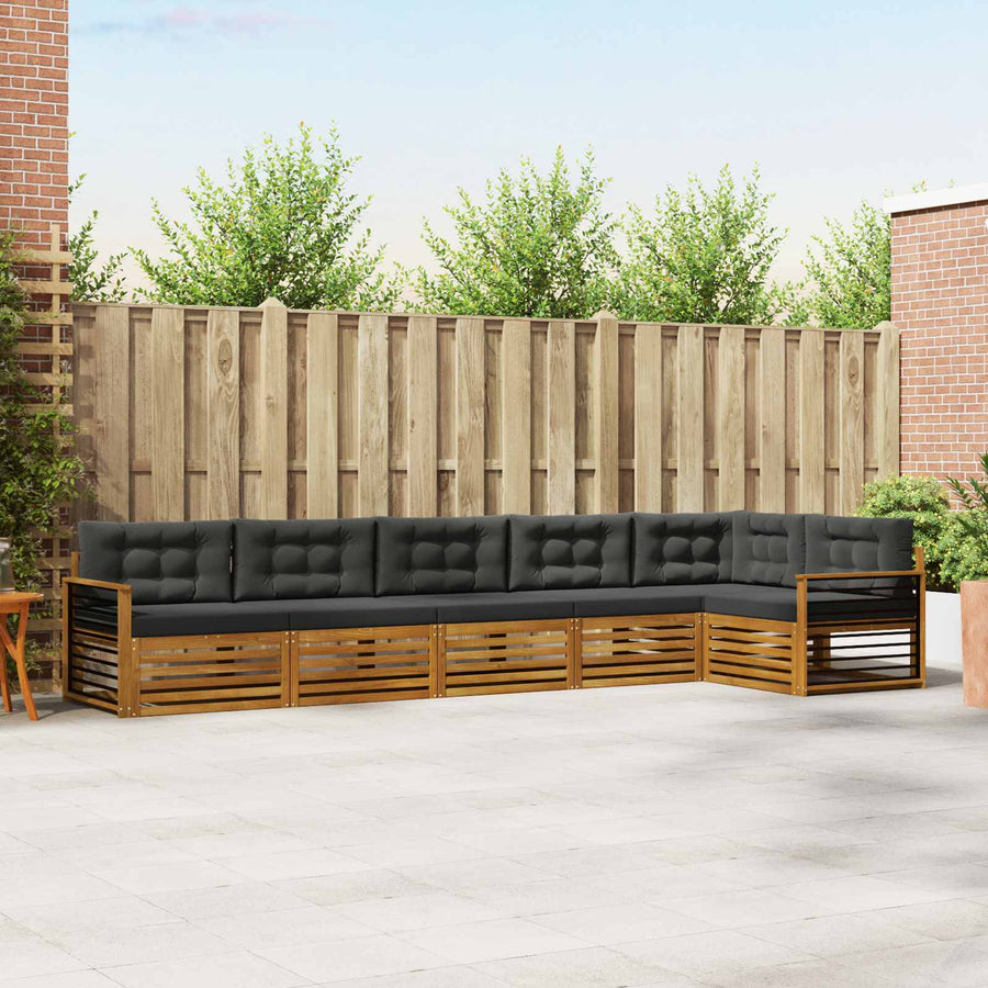Outdoor Sofa Set 6 pcs 6-Seaters Natural and Anthracite