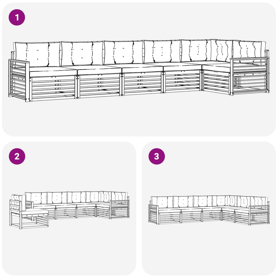 Outdoor Sofa Set 6 pcs 6-Seaters Natural and Anthracite