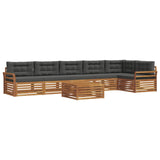 Outdoor Sofa Set with Cushion 7 pcs Natural and Anthracite - Front View