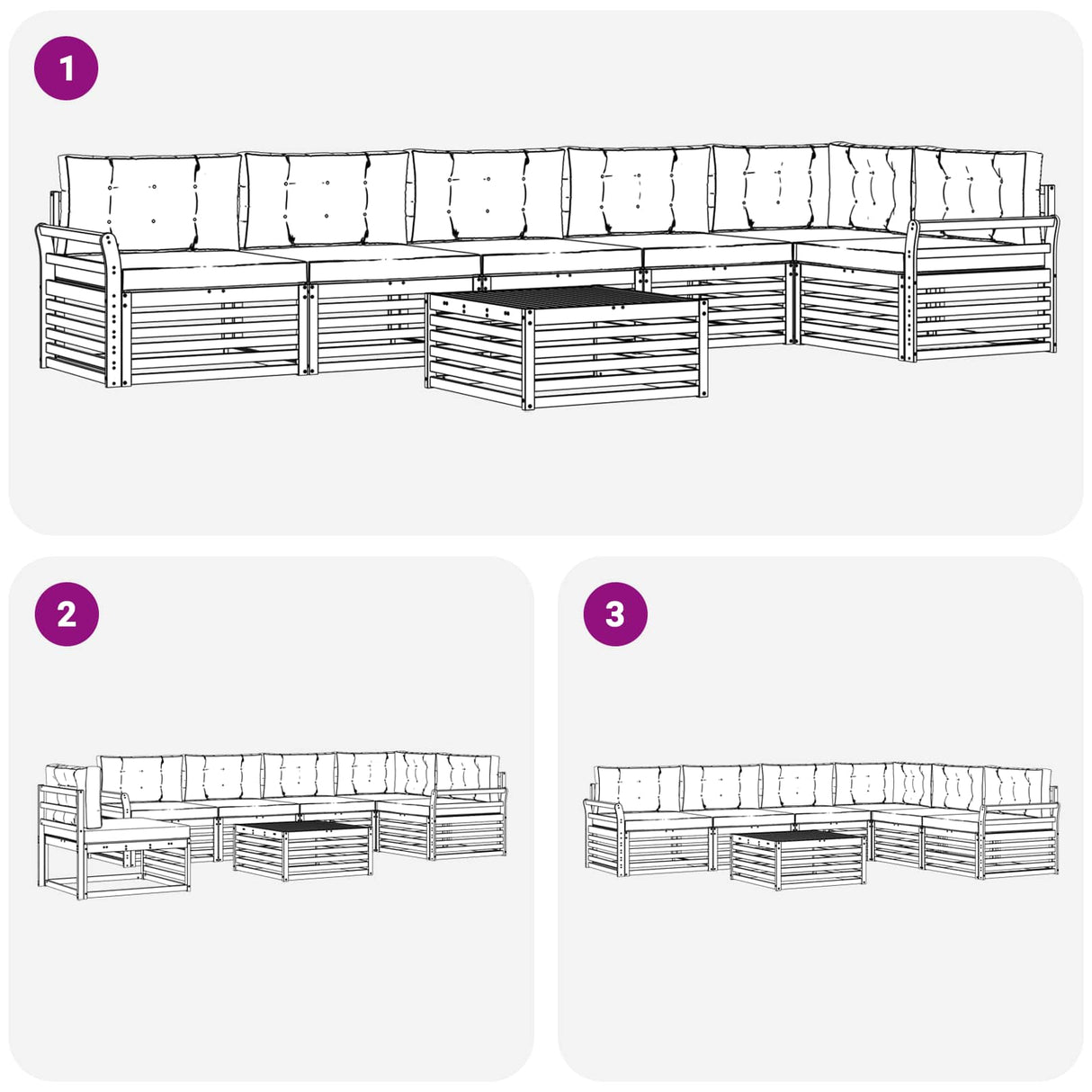 Outdoor Sofa Set with Cushion 7 pcs Natural and Anthracite