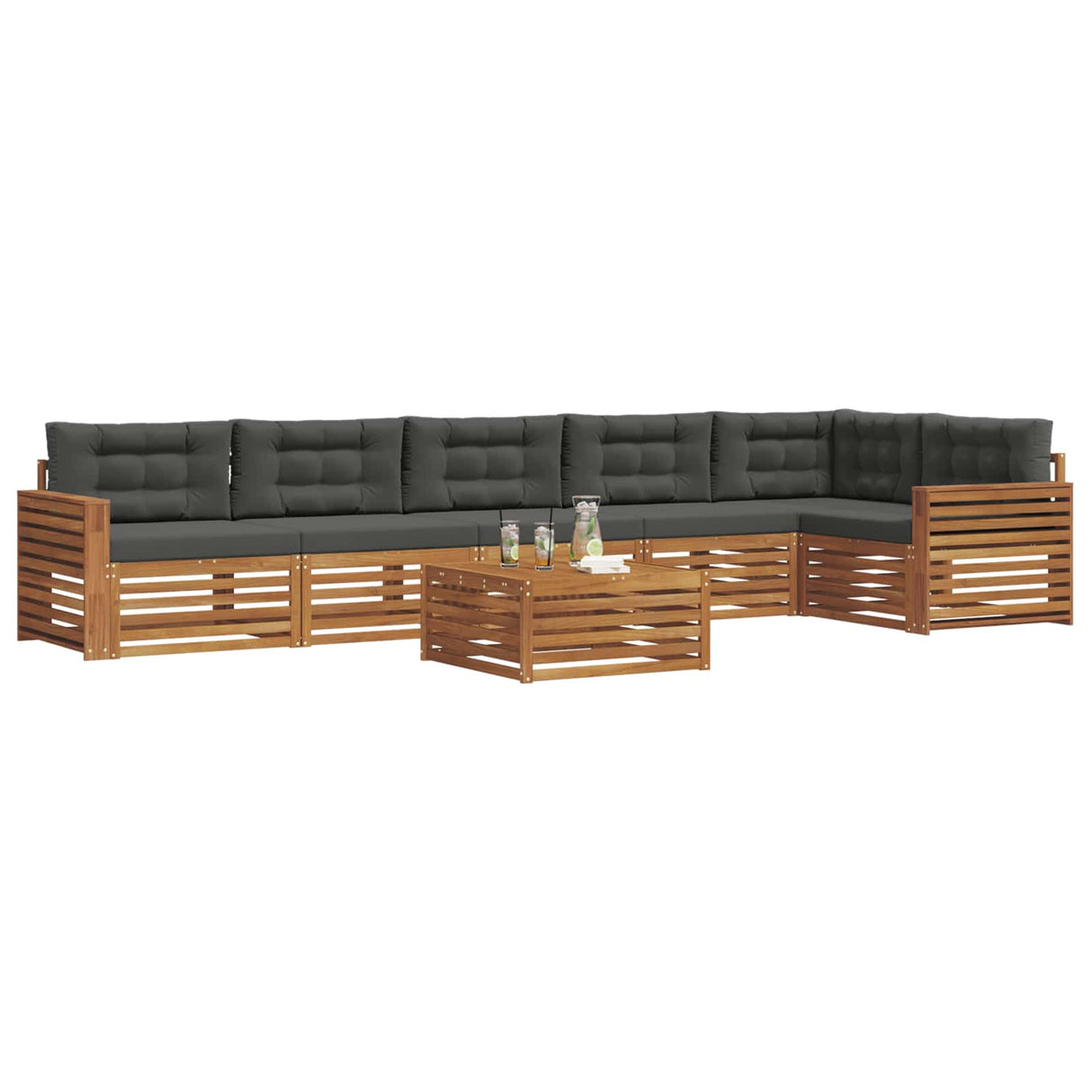 Outdoor Sofa Set with Cushion 7 pcs Natural and Anthracite
