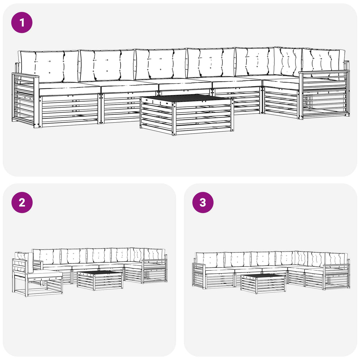 Outdoor Sofa Set with Cushion 7 pcs Natural and Anthracite