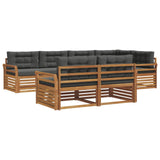 Outdoor Sofa Set with Cushion 7 pcs Natural and Anthracite - Front View