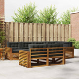 Outdoor Sofa Set with Cushion 7 pcs Natural and Anthracite