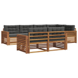 Outdoor Sofa Set with Cushion 7 pcs Natural and Anthracite - Front View