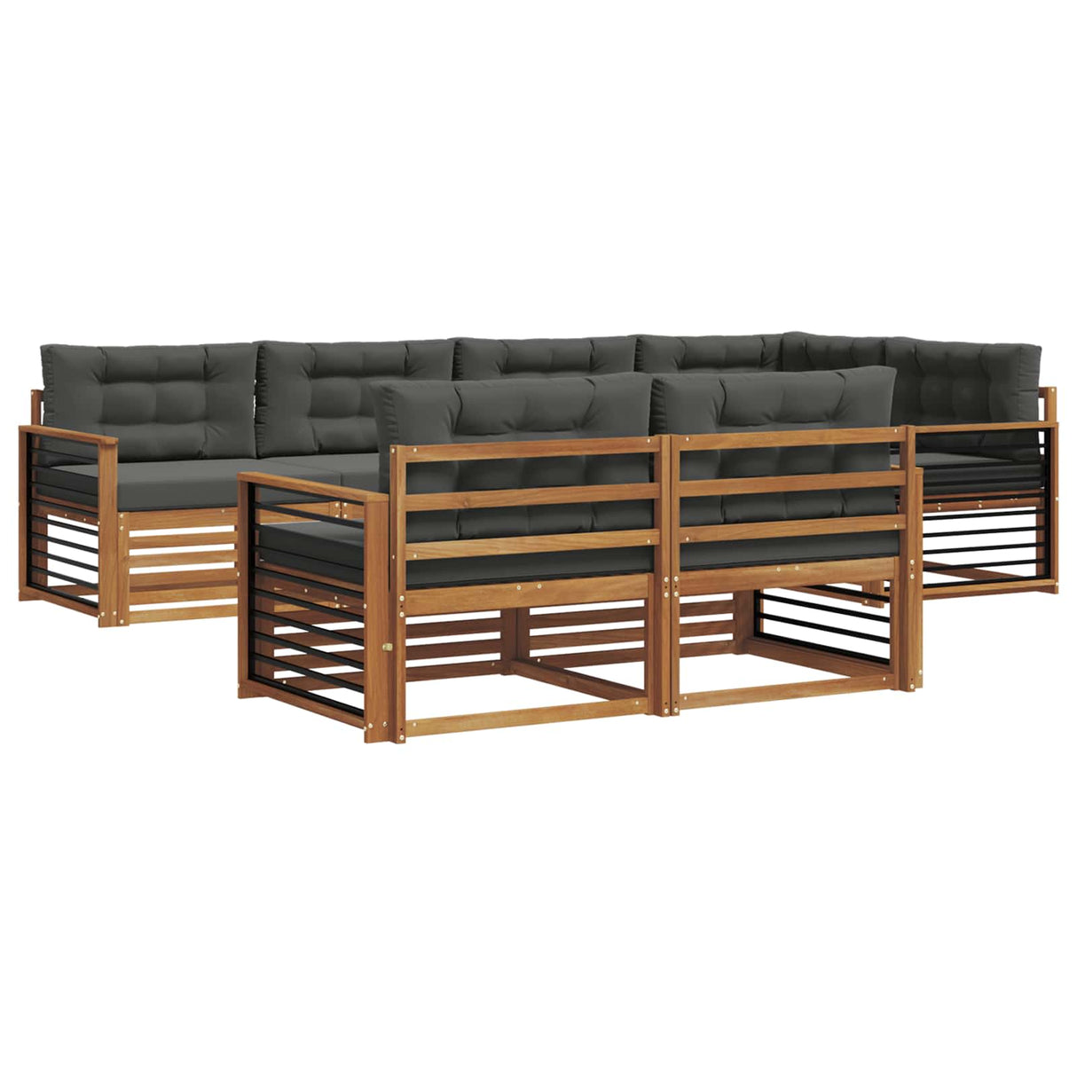 Outdoor Sofa Set with Cushion 7 pcs Natural and Anthracite