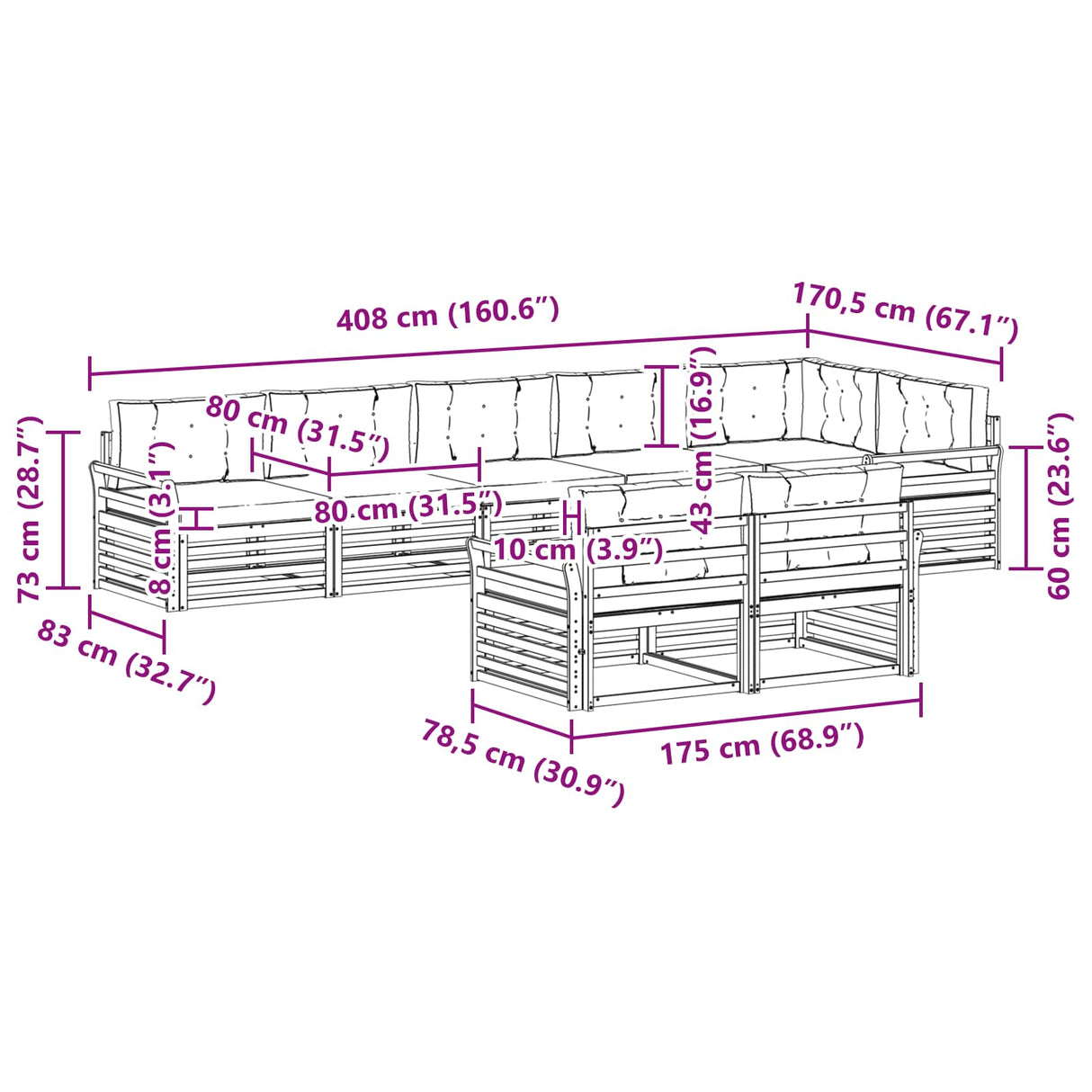 Outdoor Sofa Set with Cushion 8 pcs Natural and Anthracite