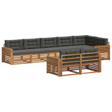 Outdoor Sofa Set with Cushion 8 pcs Natural and Anthracite - Front View