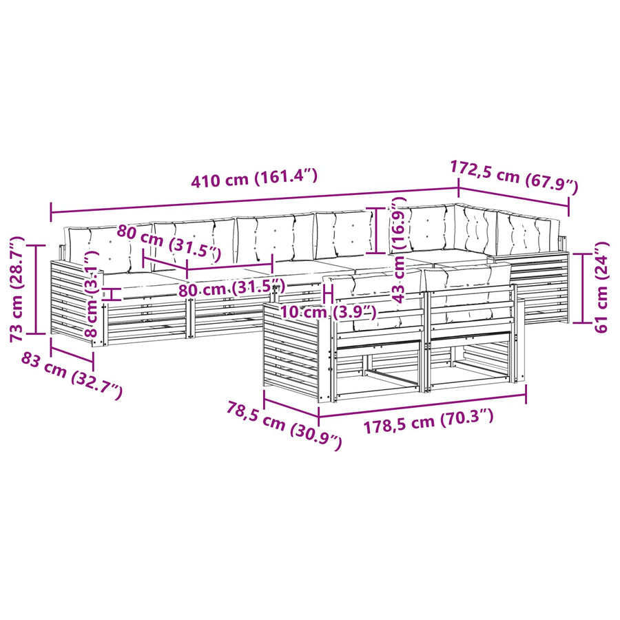 Outdoor Sofa Set 8 pcs 8-Seaters Natural and Anthracite