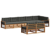 Outdoor Sofa Set with Cushion 8 pcs Natural and Anthracite - Front View