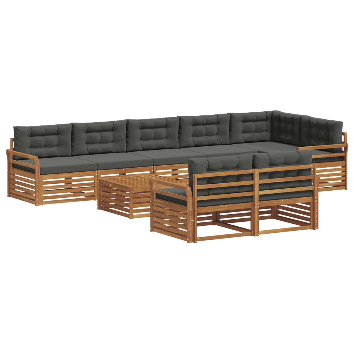 Outdoor Sofa Set with Cushion 9 pcs Natural and Anthracite