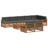 Outdoor Sofa Set with Cushion 9 pcs Natural and Anthracite
