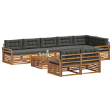 Outdoor Sofa Set with Cushion 9 pcs Natural and Anthracite - Side View