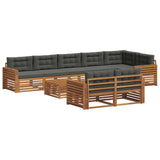Outdoor Sofa Set with Cushion 9 pcs Natural and Anthracite - Front View