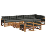 Outdoor Sofa Set with Cushion 9 pcs Natural and Anthracite