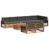 Outdoor Sofa Set with Cushion 9 pcs Natural and Anthracite