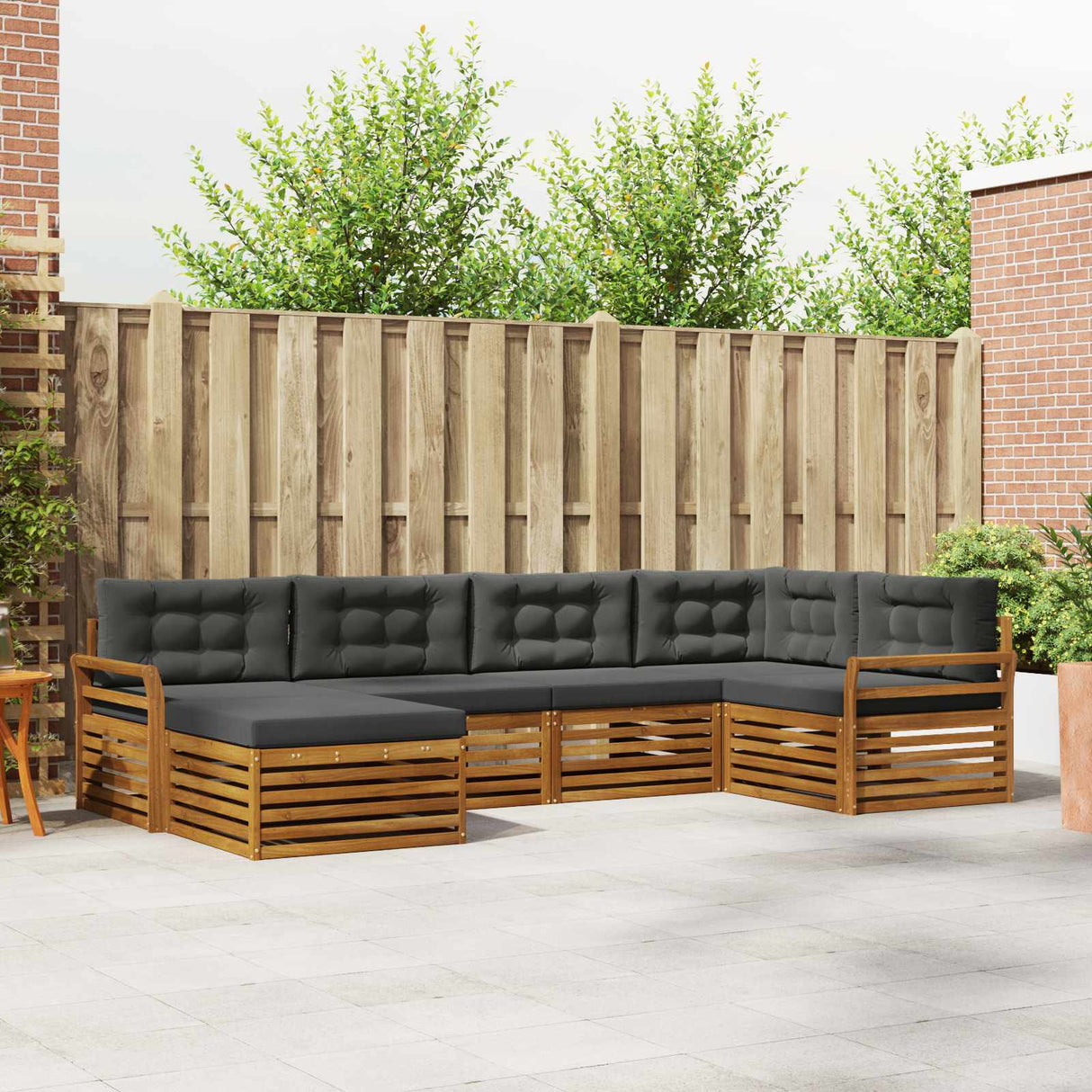 Outdoor Sofa Set with Cushion 6 pcs Natural and Anthracite