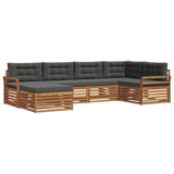 Outdoor Sofa Set with Cushion 6 pcs Natural and Anthracite - Front View